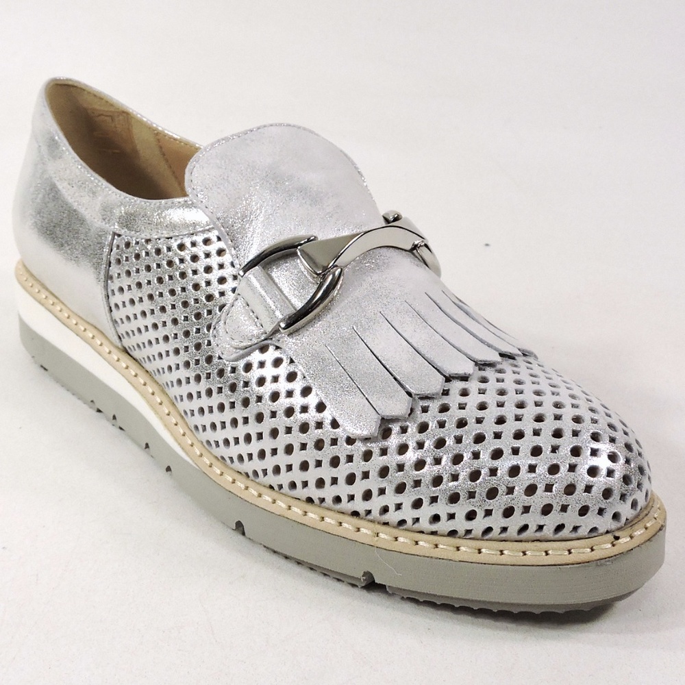 DONNA SOFT 🇮🇹WOMEN'S SILVER SOFT LEATHER COMFORT SUMMER LOAFERS - Picture 3 of 8